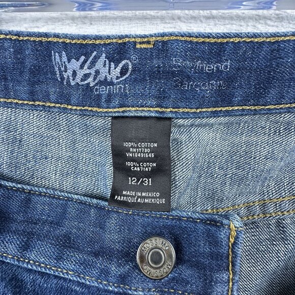 Mossimo Denim Women's Boyfriend Jeans Roll Tab Hem Distressed Blue Size 12/31 - Picture 5 of 10